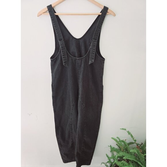 Free People We The Free Roller Black Overalls Black Slouchy V-Neck Jumpsuit S - Picture 9 of 10